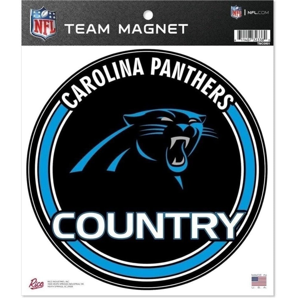NFL Carolina Panthers Team Magnet heavy Gauge Magnetic Vinyl‎ - 8 in Magnet